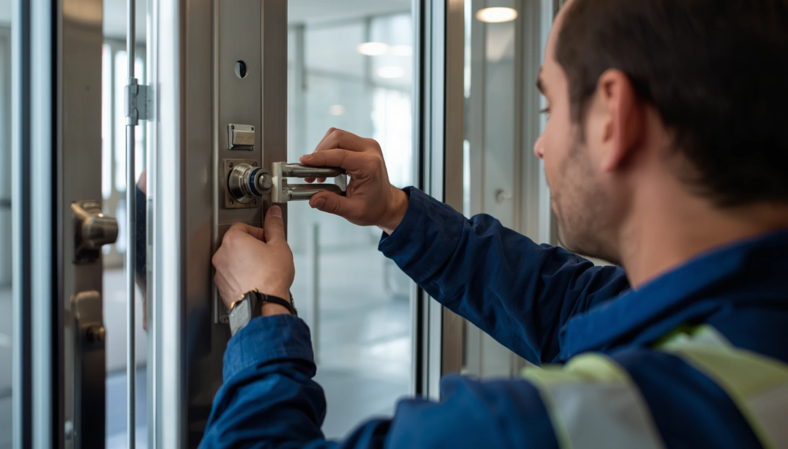 Business Locksmith Stockton CA — Office Lockouts, Master Keys and Access Control 7 Push bar repair Stockton CA emergency exit door locksmith service
